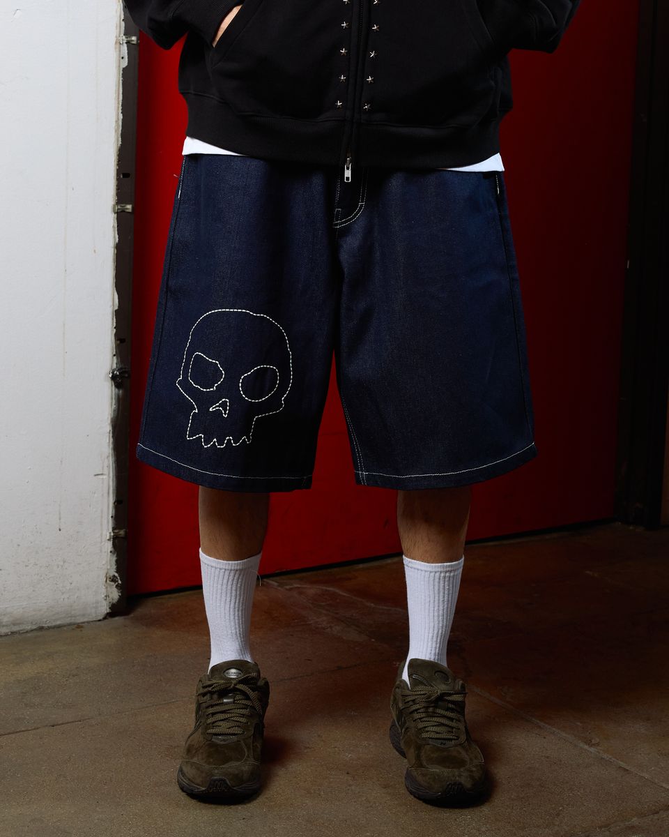 Pleasures X Zero Skull Denim Jorts Shorts