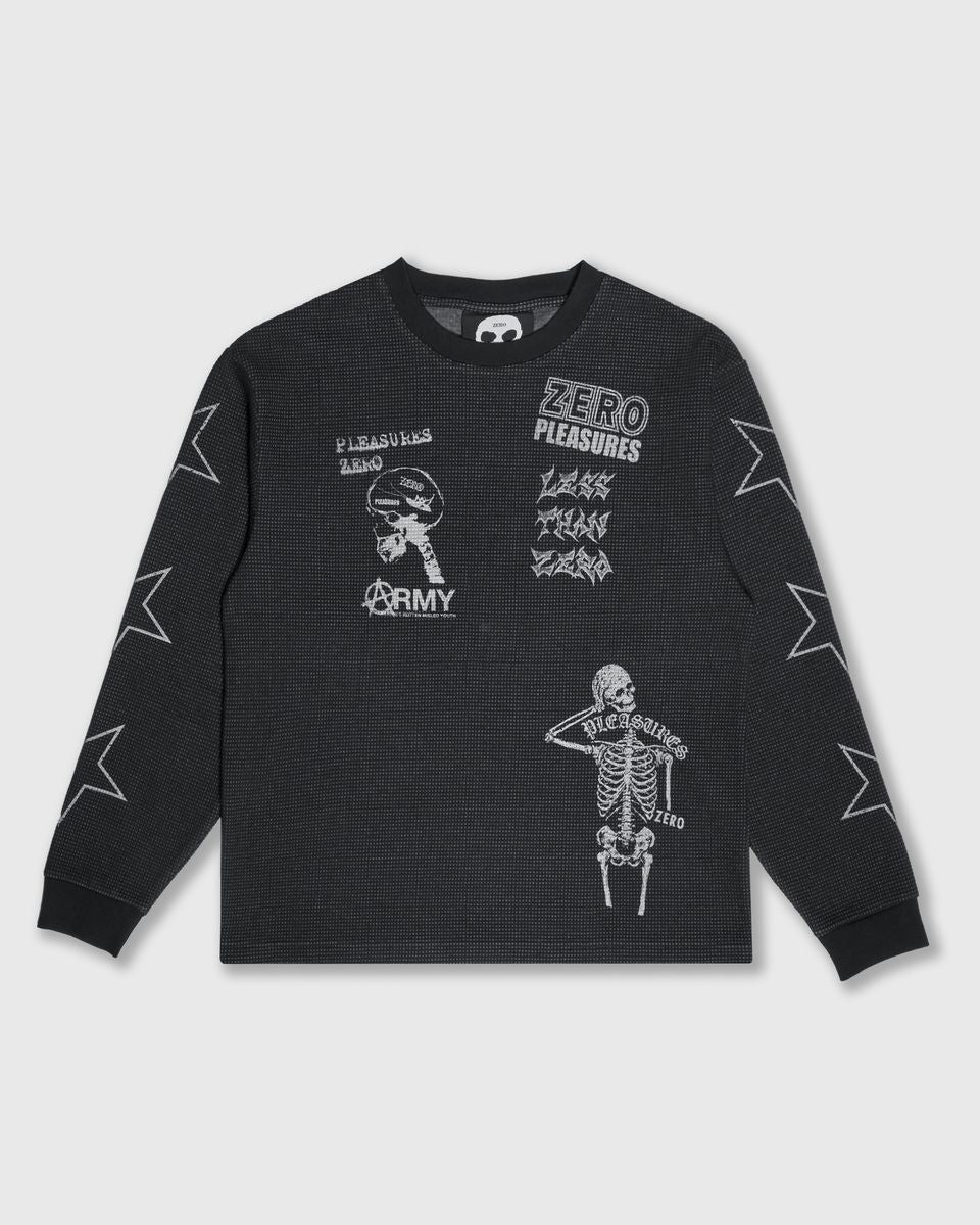 Pleasures X Zero Misled Black Thermal Longsleeve Shirt