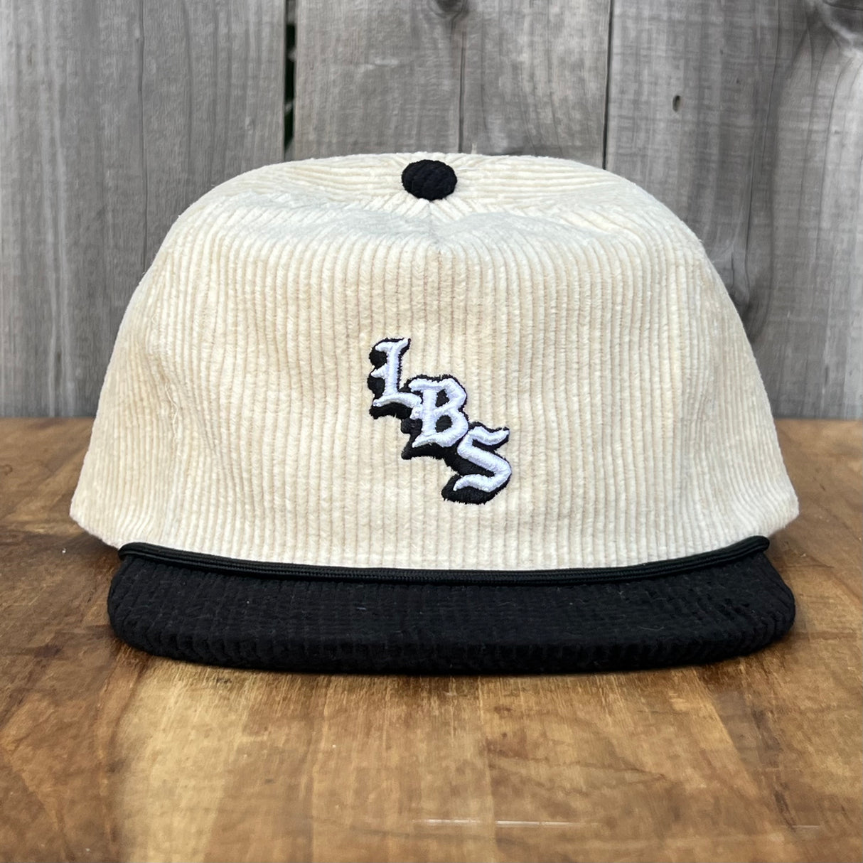 Long Beach Skate LBS Long Side Corduroy Rope Beige Black Snapback Hat