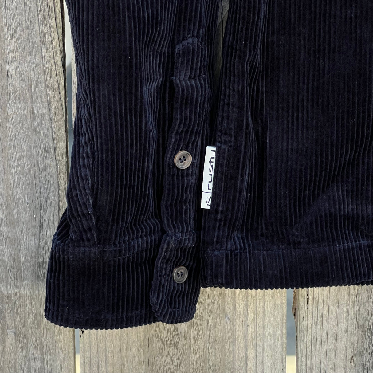 Rusty Zeal Navy Blue Cord Zip Thru Over Shirt
