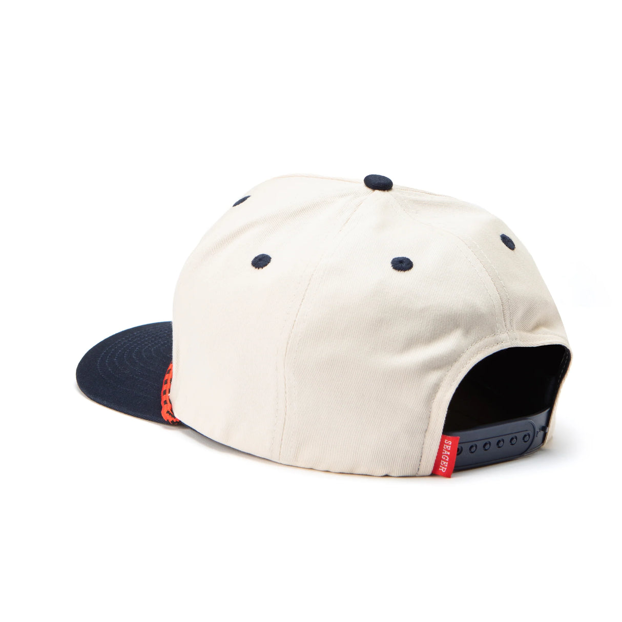 Seager Branded Cream Navy Snapback Hat
