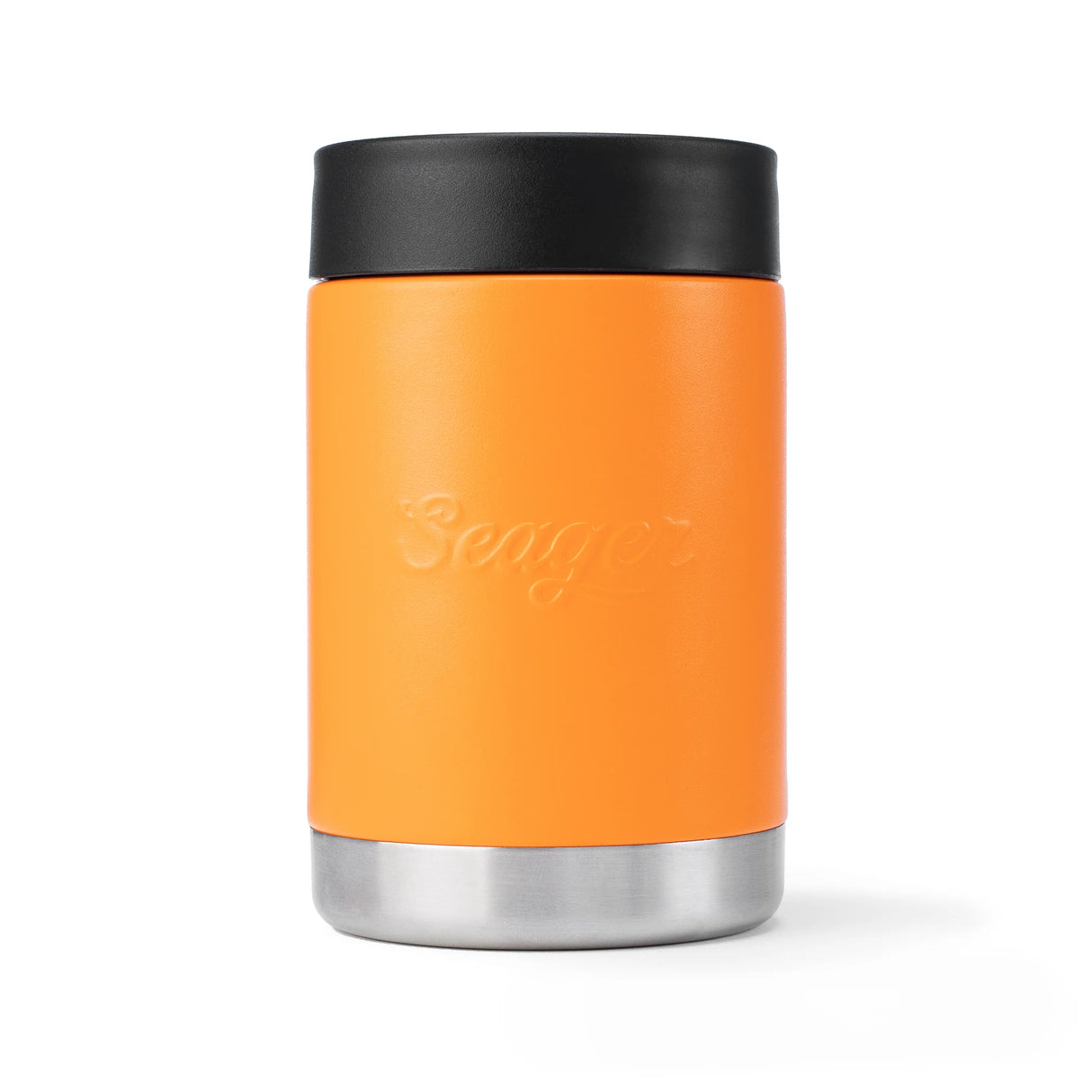 Seager Can Armor Black Orange Coozie