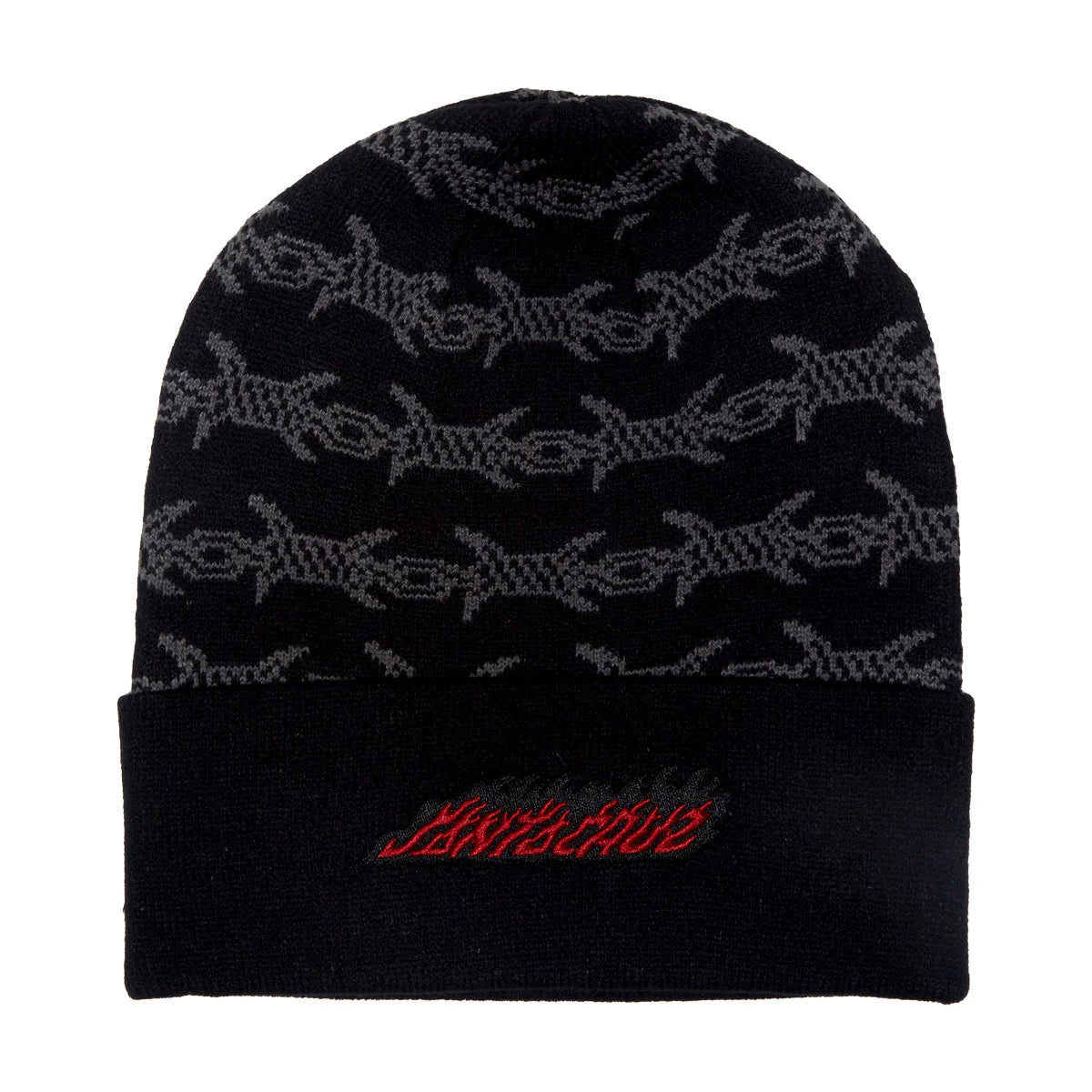 Santa Cruz Wired Flame Dot Long Shoreman Black Beanie