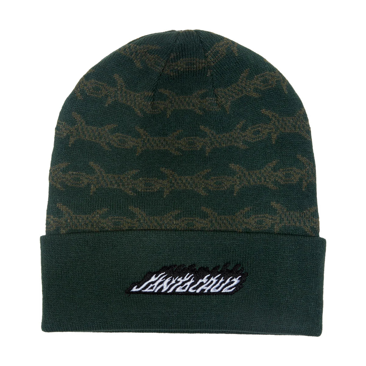 Santa Cruz Wired Flame Dot Long Shoreman Forest Green Beanie