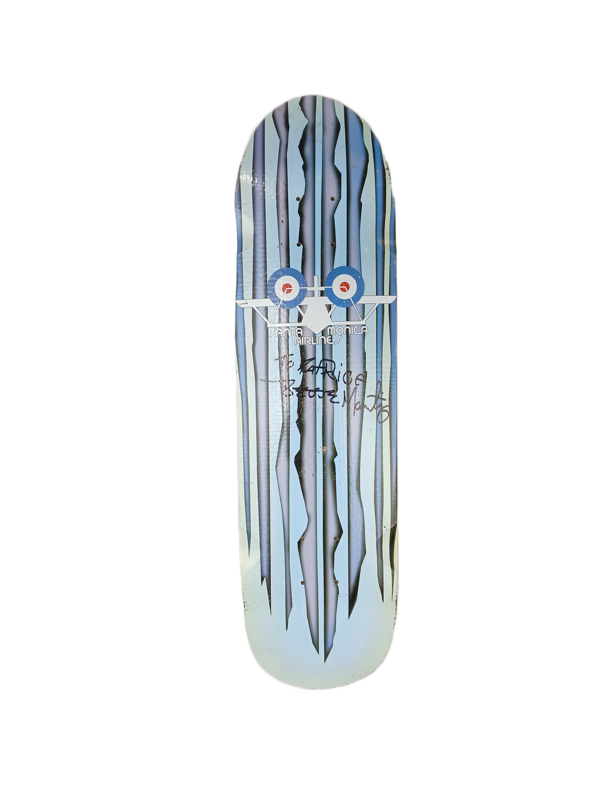 Santa Monica Airlines Autographed By Jesse Martinez OG Lines Blue White Red Size 7.8" Vintage NOS Shaped Deck