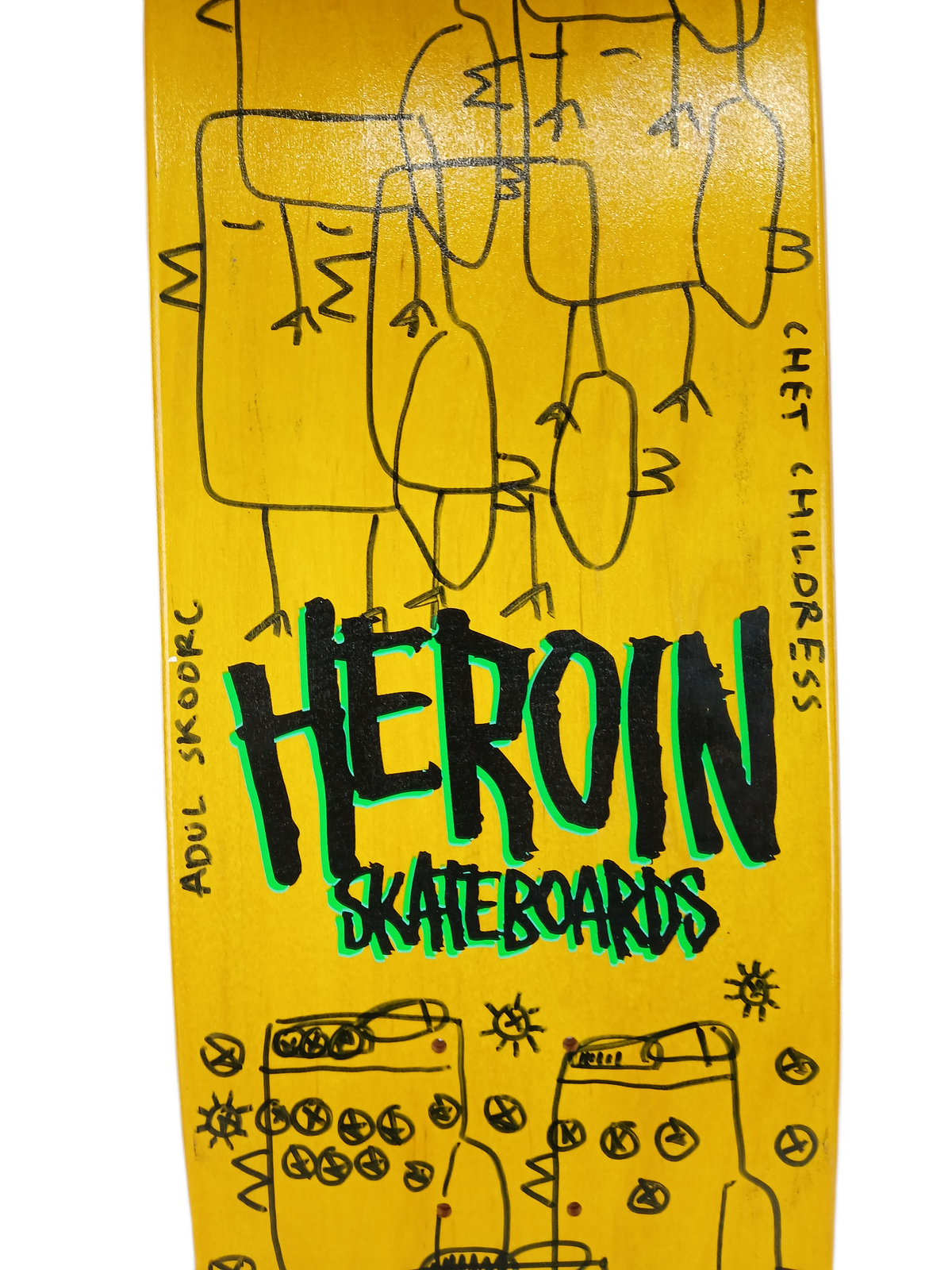 Heroin Chet Childress Autographed Finger Bird Puppet White Multi Size 8.25" Vintage NOS Deck