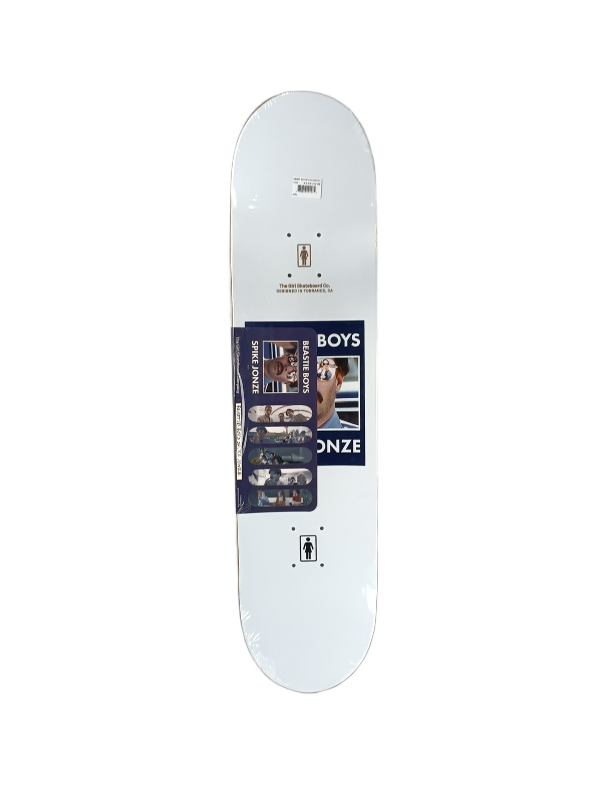 Girl x Beastie Boys Spike Jonze Beards #5 White Multi Size 8.0" Vintage NOS Deck