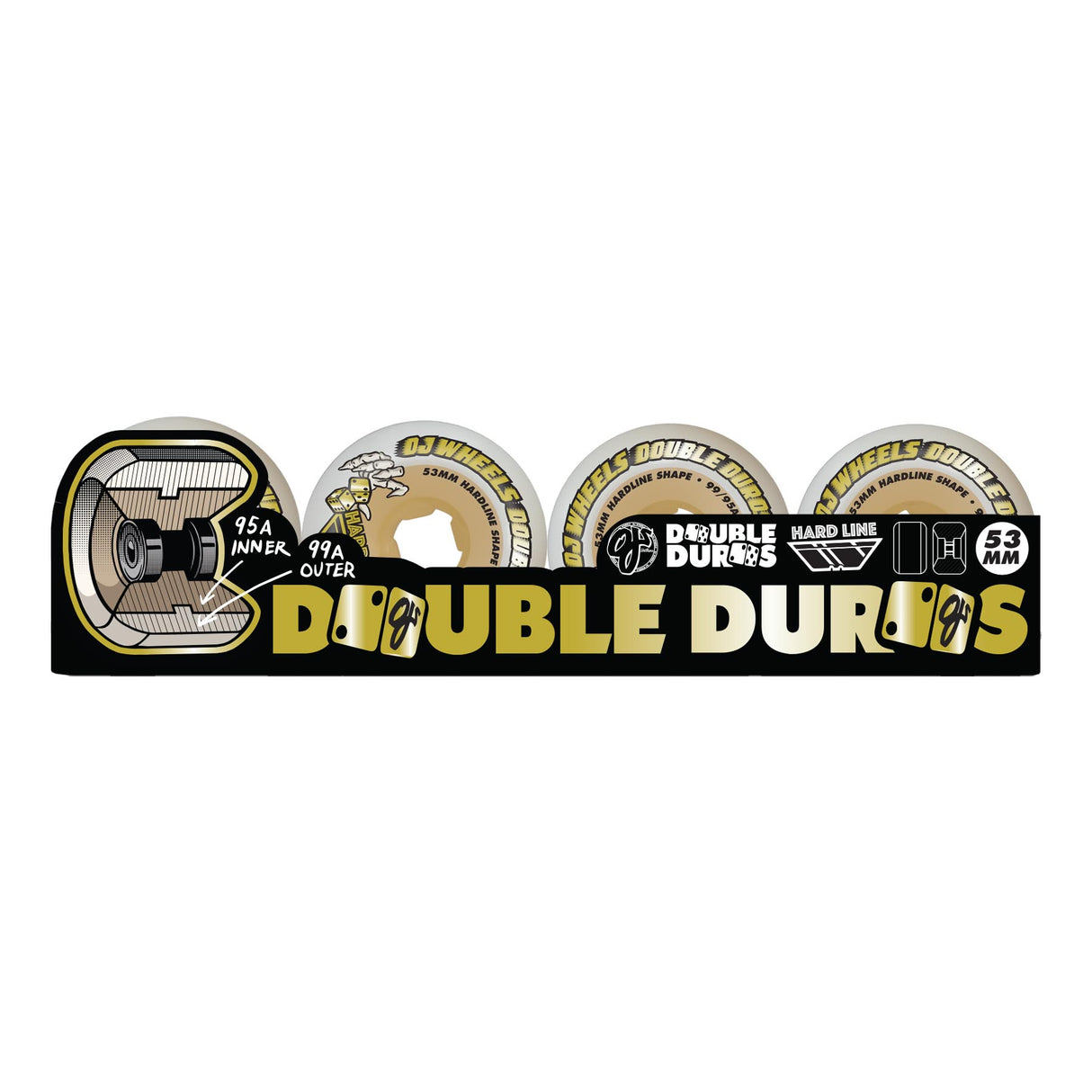OJ Doube Duro White Gum Hardline 99a/95a 53mm Wheels