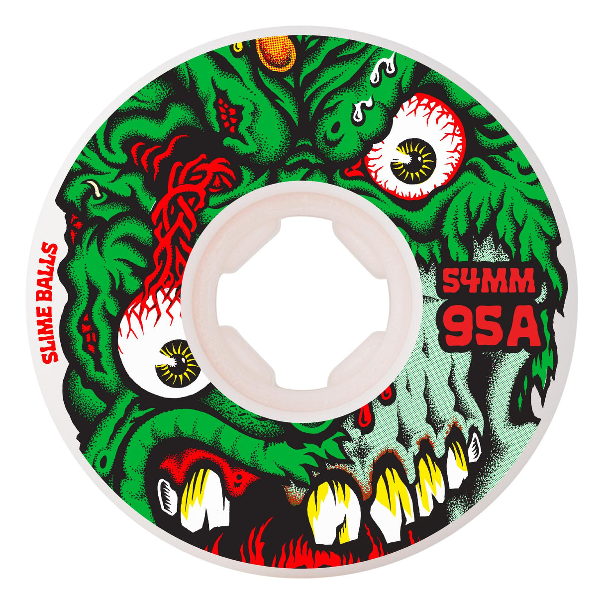 Slime Balls Roskopp Face Two Reissue White Hardline 95a 54mm Skateboard Wheels