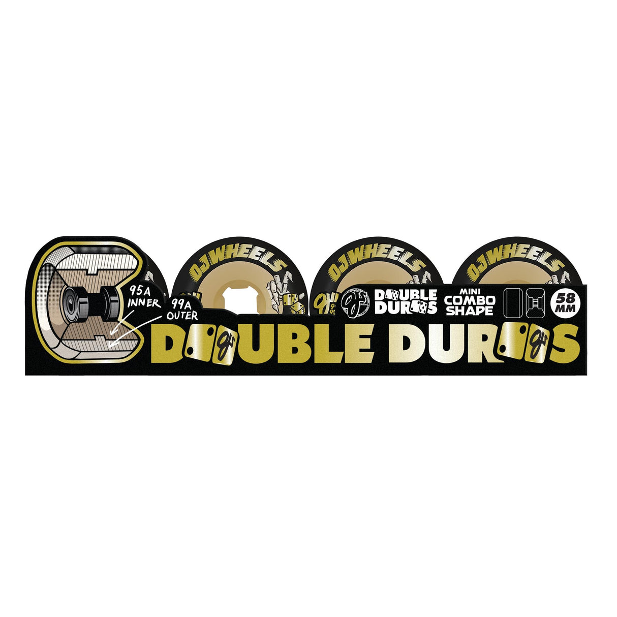 OJ Double Duro Black Gum Mini Combo 99a/95a 58mm Skateboard Wheels
