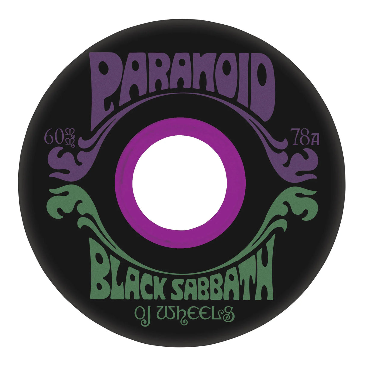 OJ Black Sabbath Paranoid Super Juice Black 78a 60mm Cruiser Skateboard Wheels