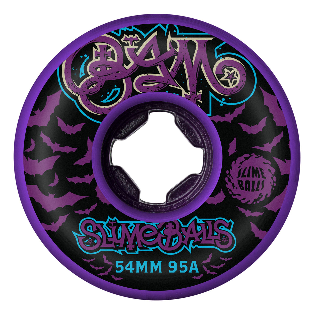 Slime Balls 54mm Bam Margera Guest Purple Hardline 95a Skateboard Wheels