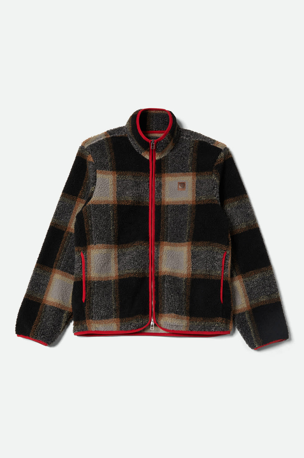 Brixton Buffalo Plaid Sherpa Black Cream Full Zip Jacket
