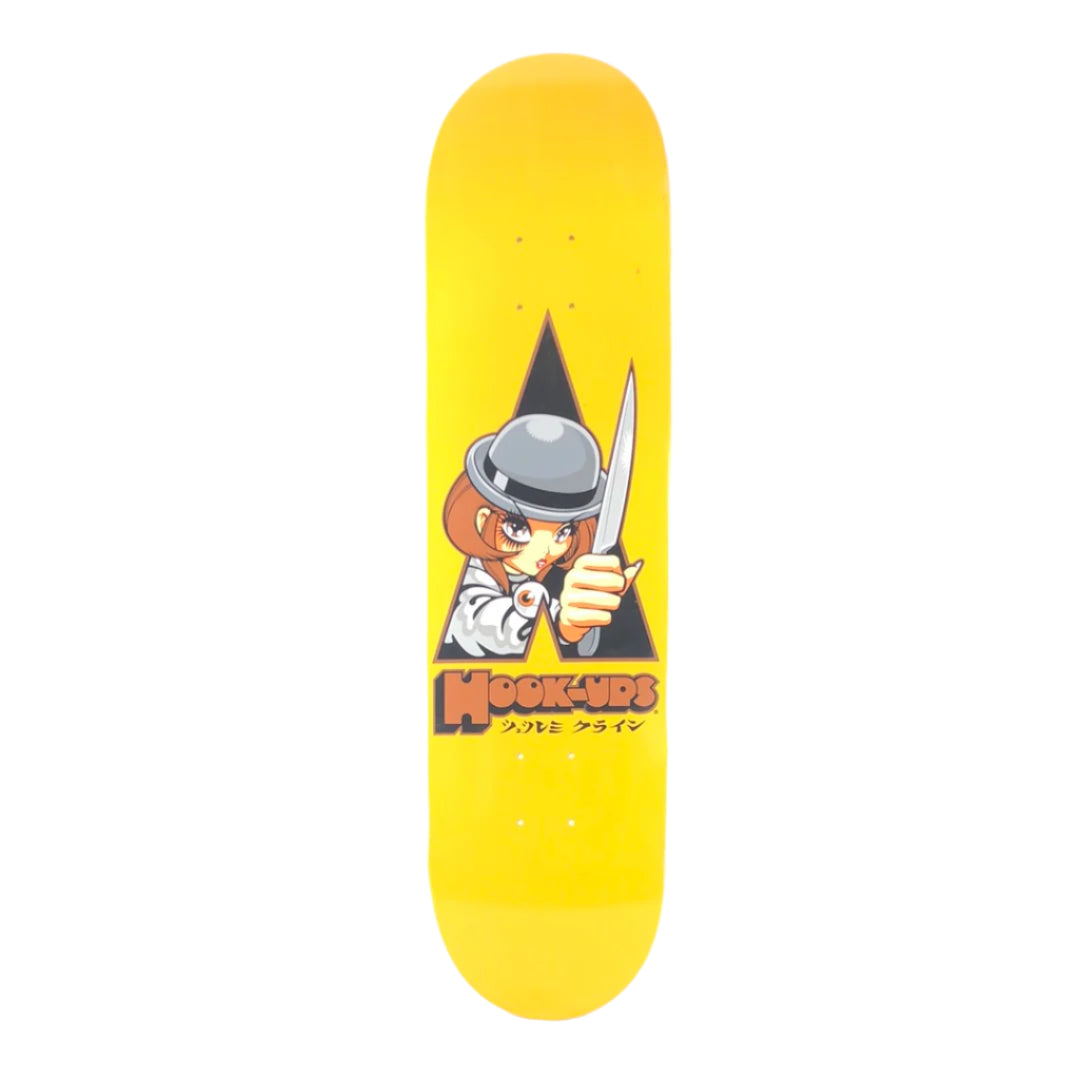 Hook-Ups Ultraviolence Clockwork Orange Yellow Size 8" Vintage NOS Deck