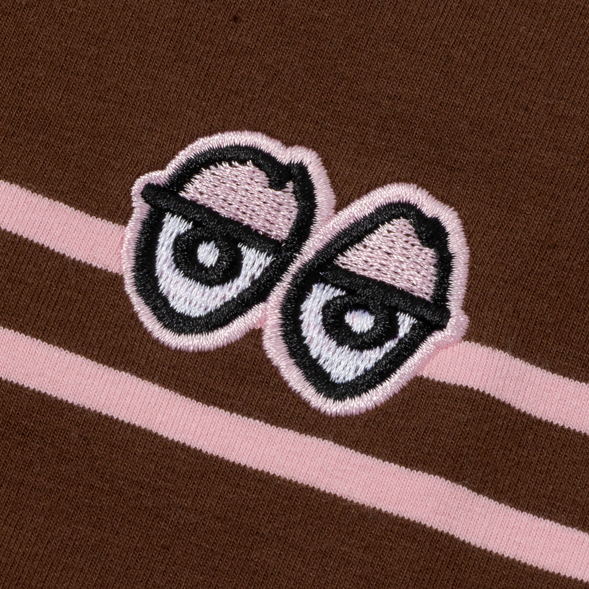 Krooked Eyes Embroidered Stripe Brown Pink S/s Shirt