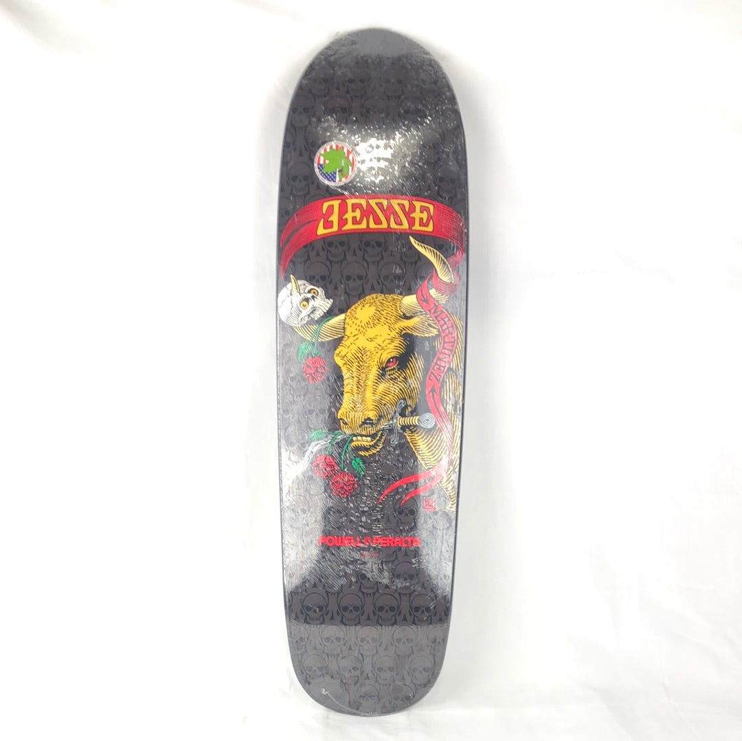 Powell Peralta Jesse Martinez Bull w Sword in Mouth Black/Brown/Red/Yellow Size 9 Shaped Skateboard Deck