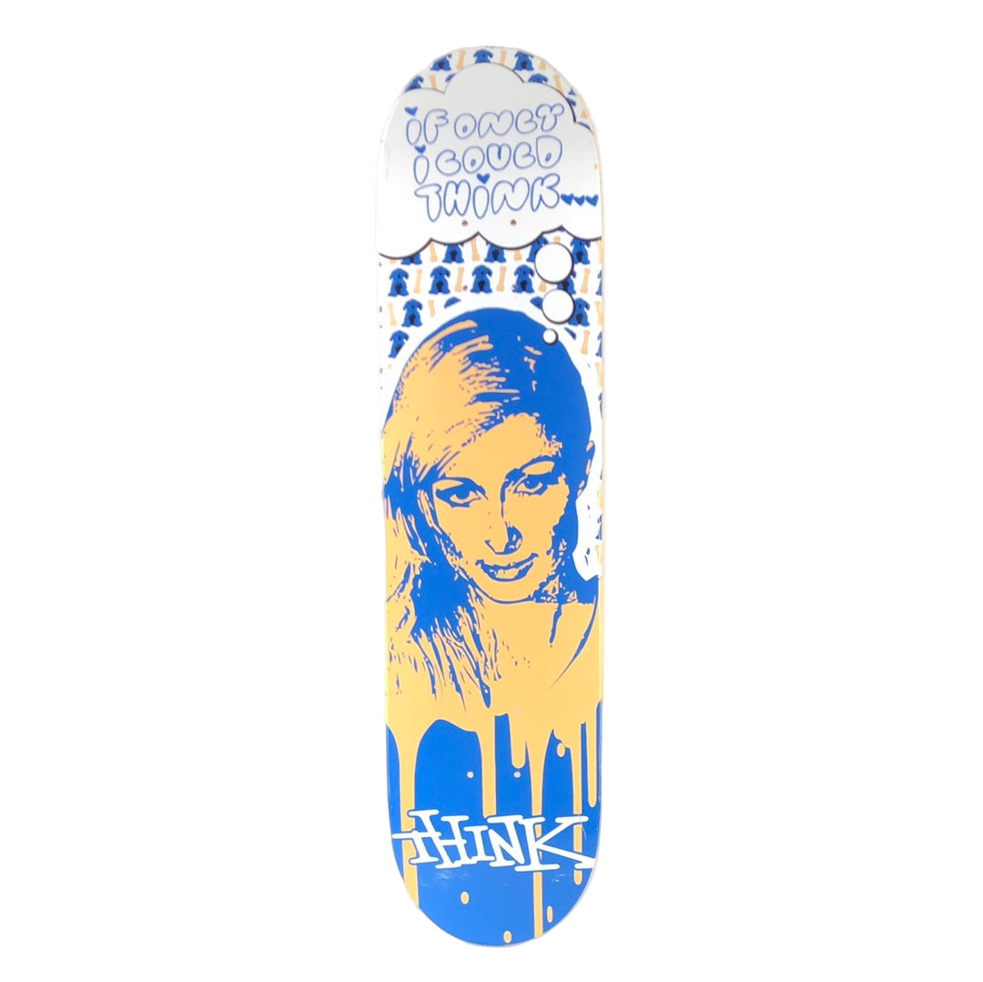 Think Paris Hilton Jailbait Series White Blue Tan Size 7.5" Skateboard Deck