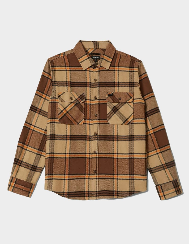 Brixton Bowery Sand/Pinecone/Solar Orange L/s Flannel Shirt