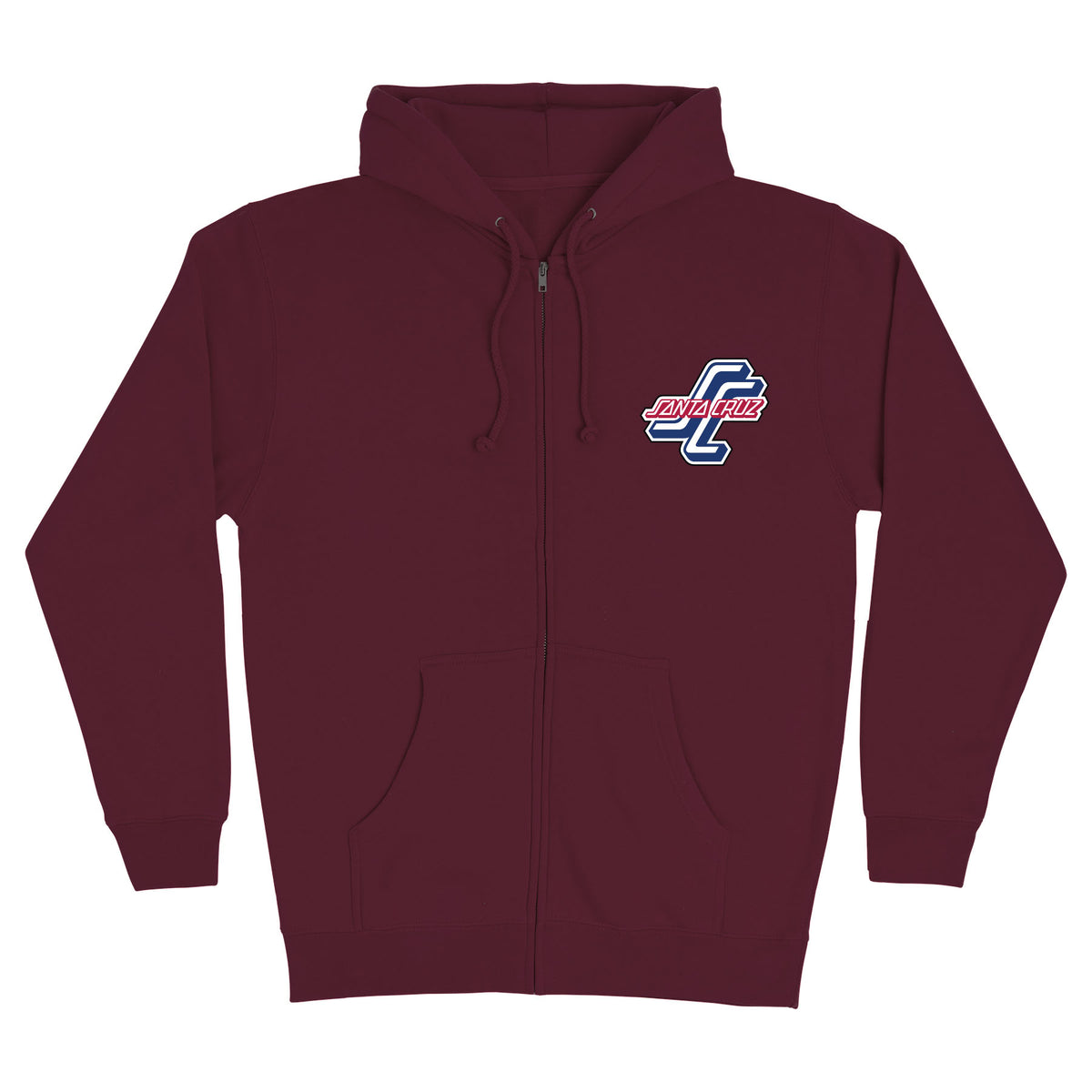 Santa Cruz Outer OGSC Zip Hooded Midweight Sweatshirt Maroon