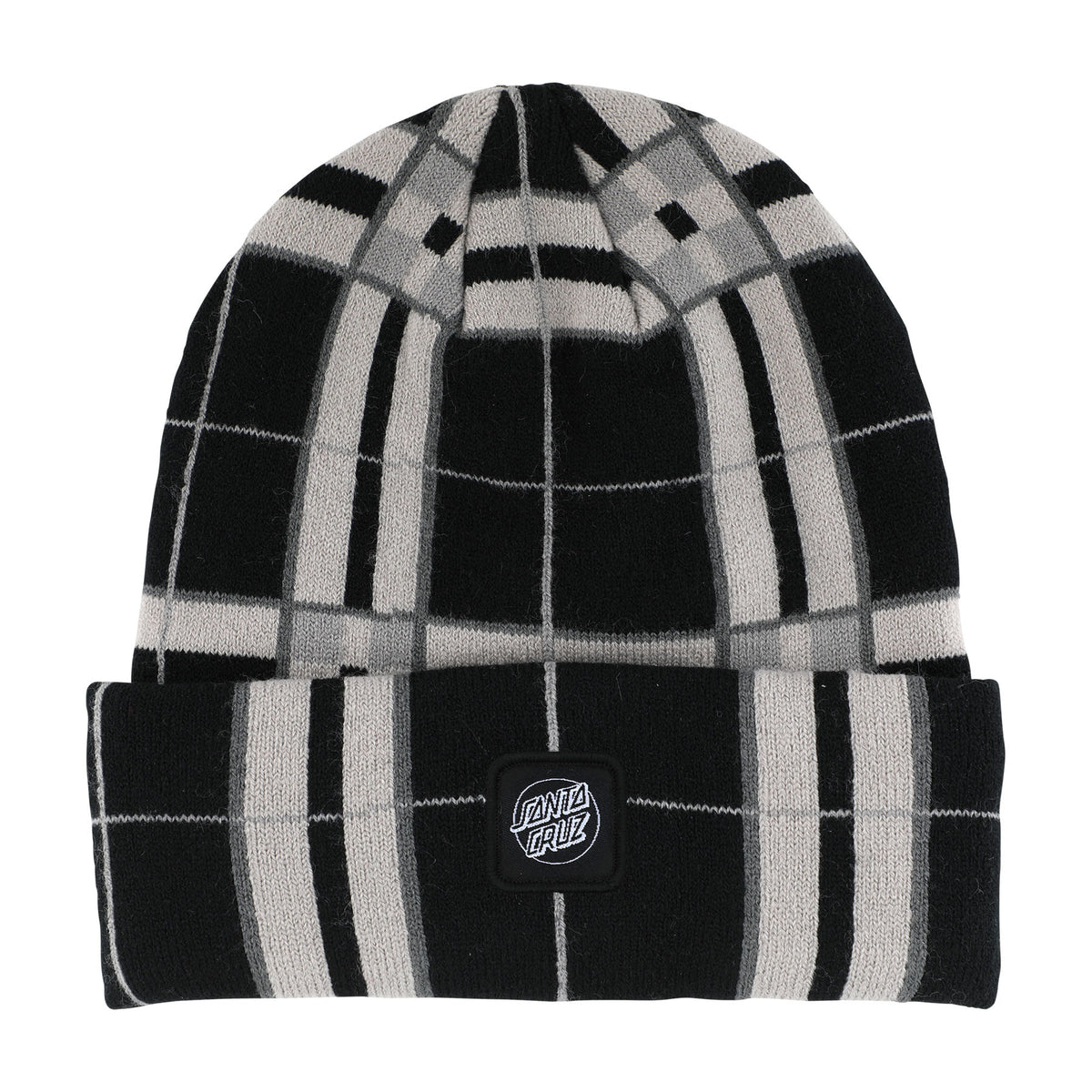 Santa Cruz Cruz Label Beanie Long Shoreman Hat Black/White Plaid
