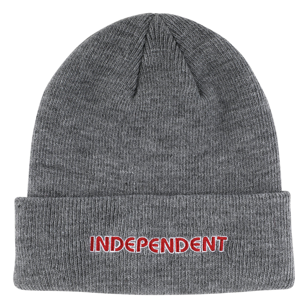 Independent Groundwork Beanie Long Shoreman Hat Grey Heather/Red
