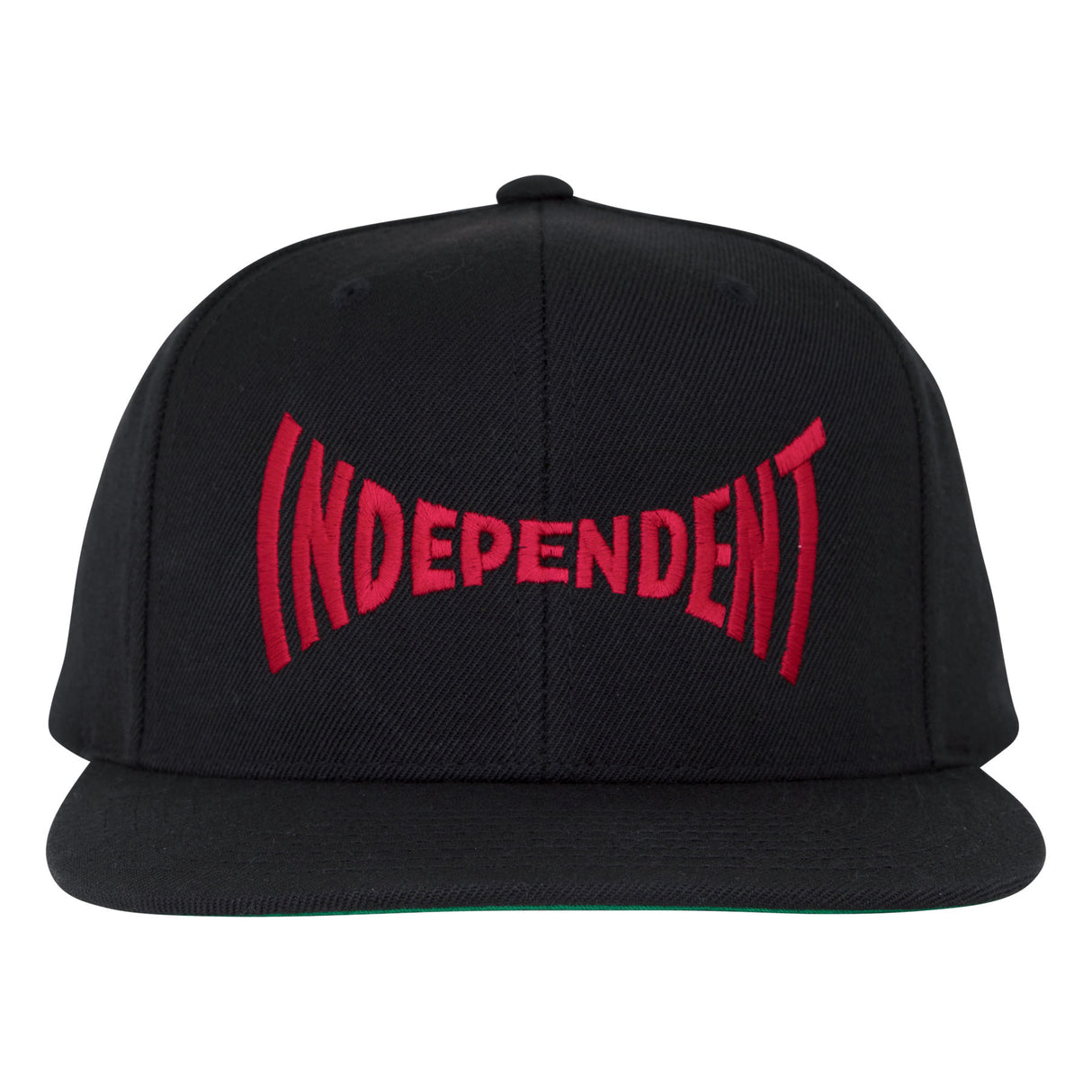 Independent Span Embroidered Black/Dk Red Snapback Structured Hat