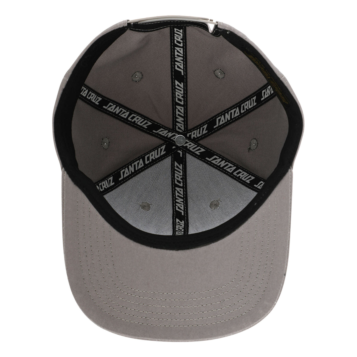 Santa Cruz Plasma Stacked Strip Snapback Structured Hat Heather Grey with Silver