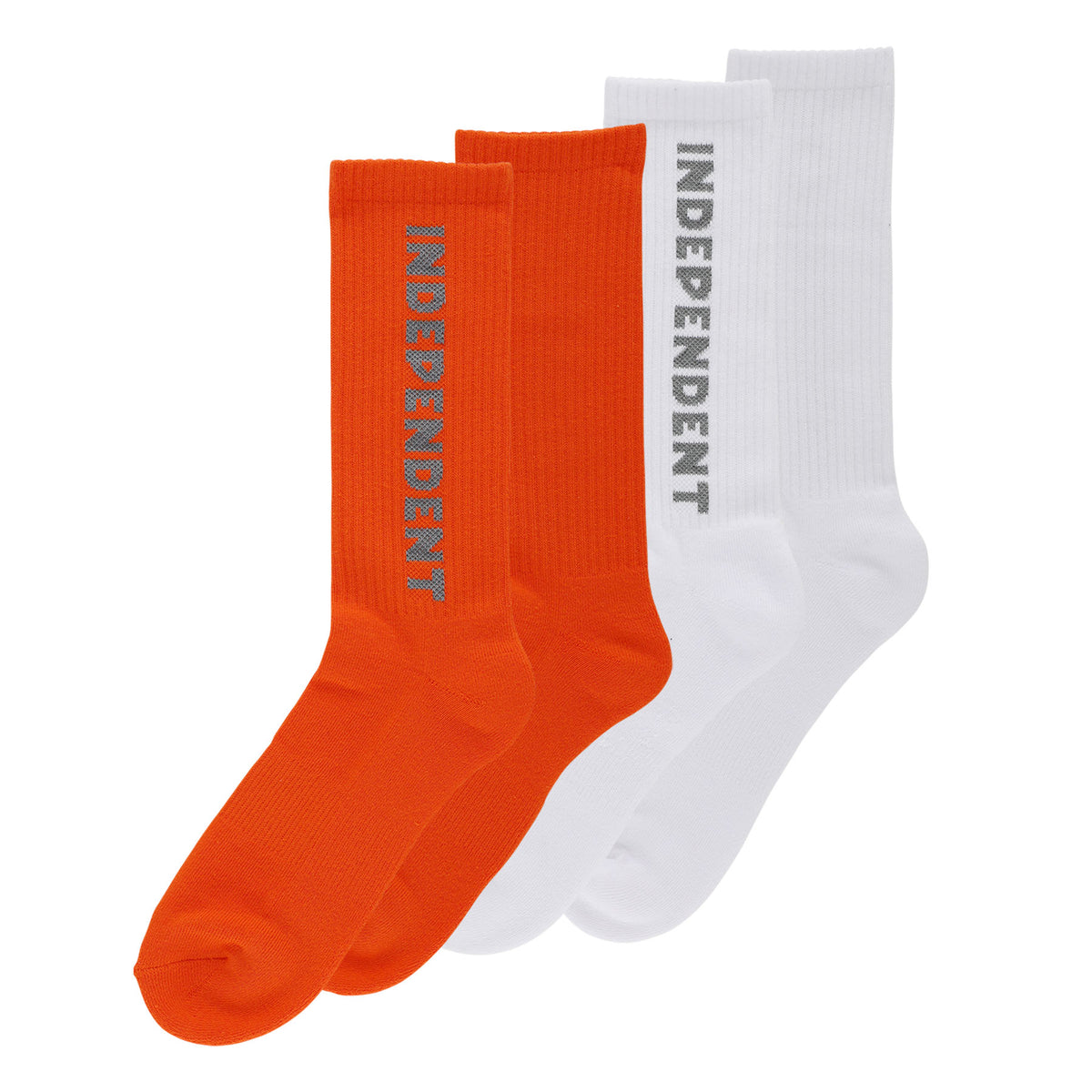 Independent Baseline 2-Pack Crew Socks White/Orange Reflective