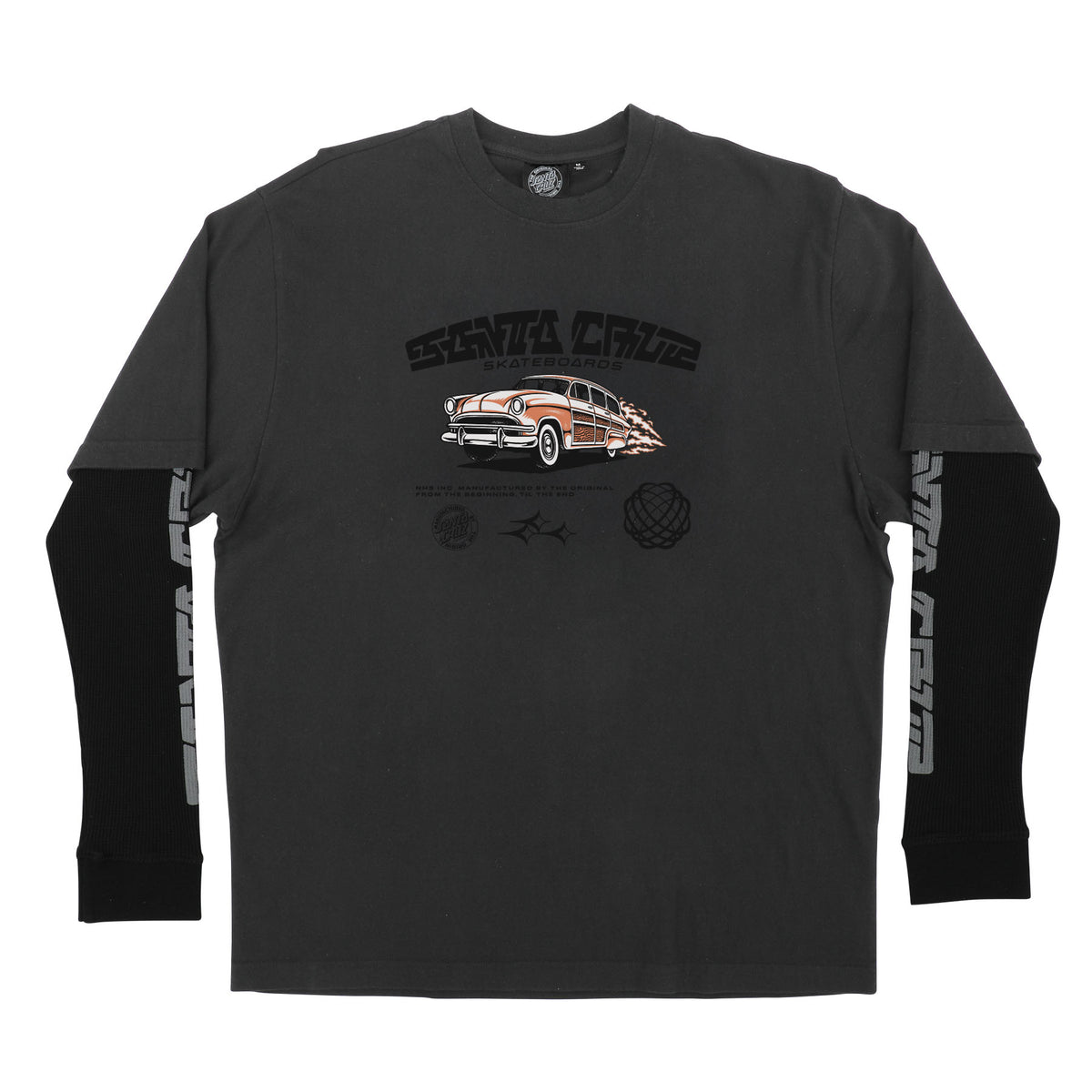 Santa Cruz Model SC Front L/s 2fer Top Washed Black/Black