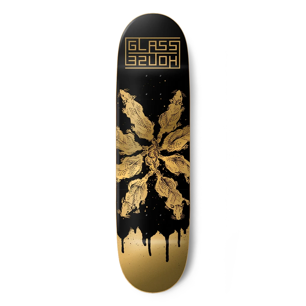Glass House Rats Black/Gold 9.0" Skateboard Deck