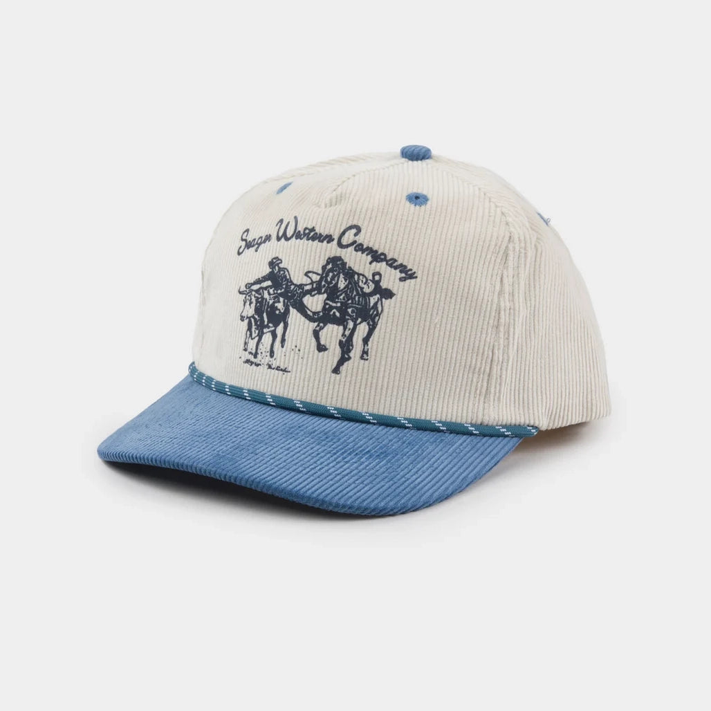 Seager Los Rios Cream Blue Corduroy Snapback Hat