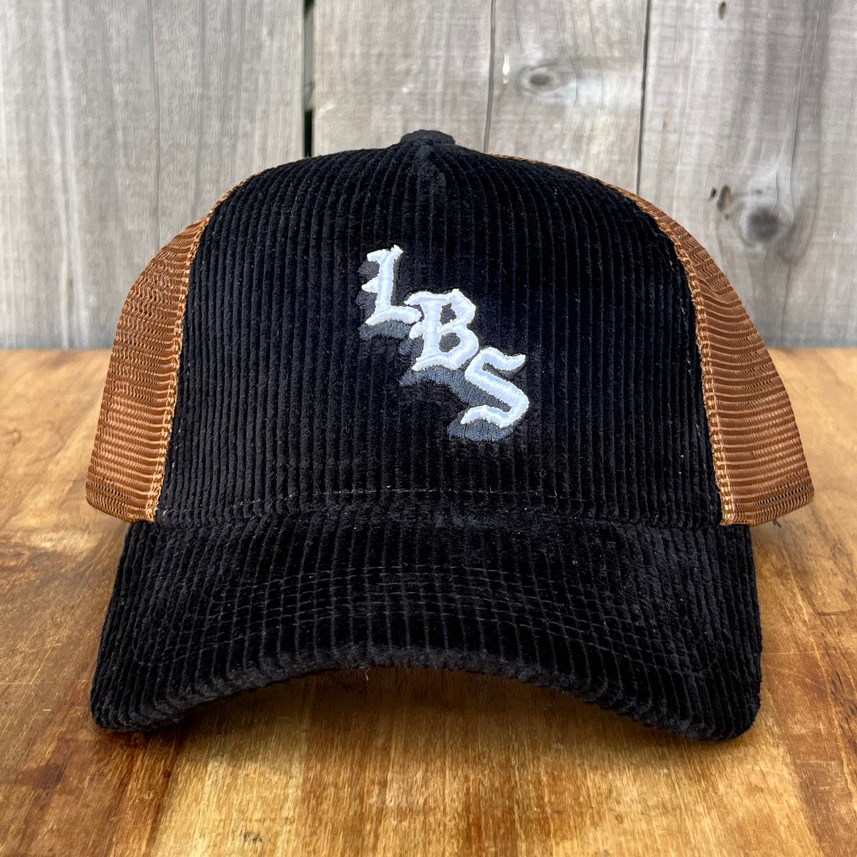 Long Beach Skate LBS Long Side Corduroy Trucker Black Coffee Snapback Hat