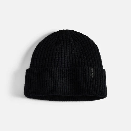 Autumn Wool Thermal Knit Black Beanie