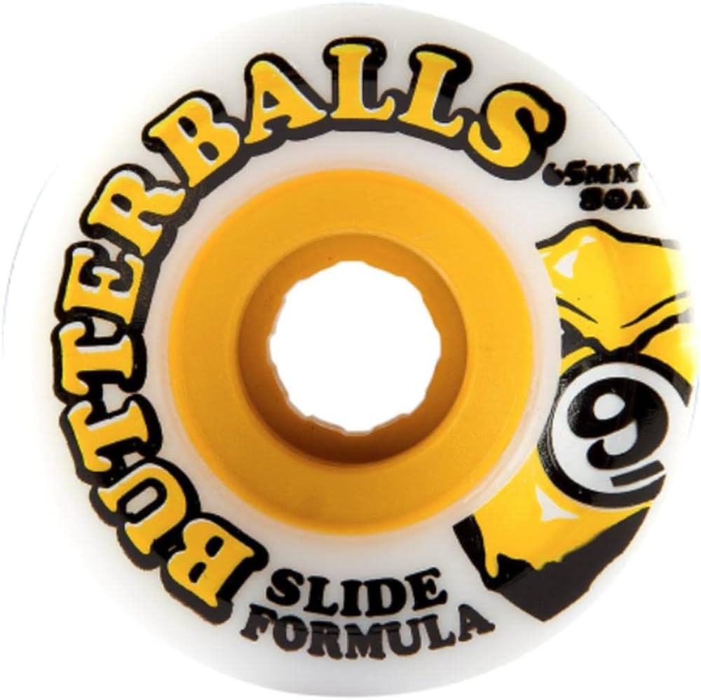 Sector Nine Butterballs White Yellow Print 65mm 80a Cruiser Skateboard Wheels