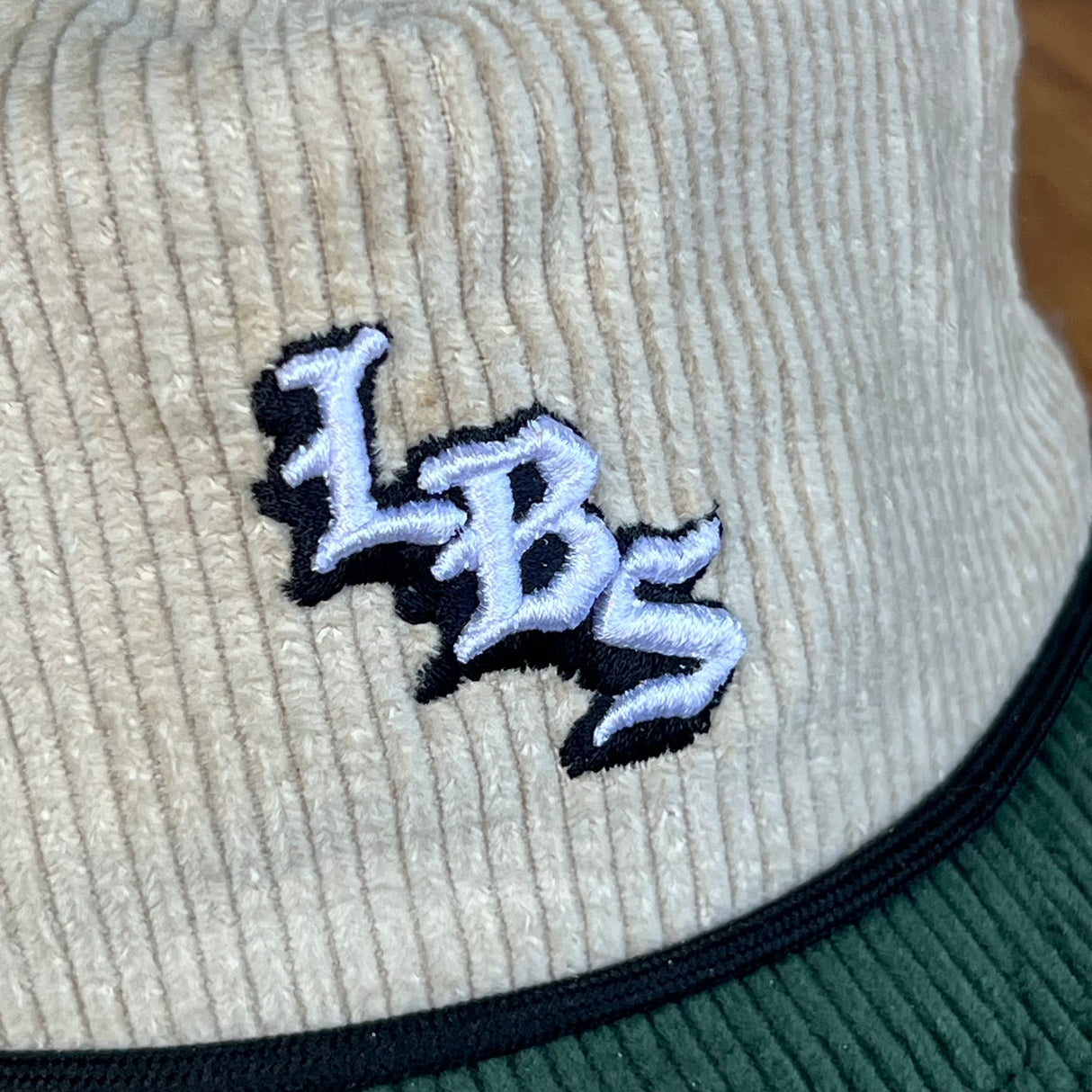 Long Beach Skate LBS Long Side Corduroy Rope Beige Green Snapback Hat