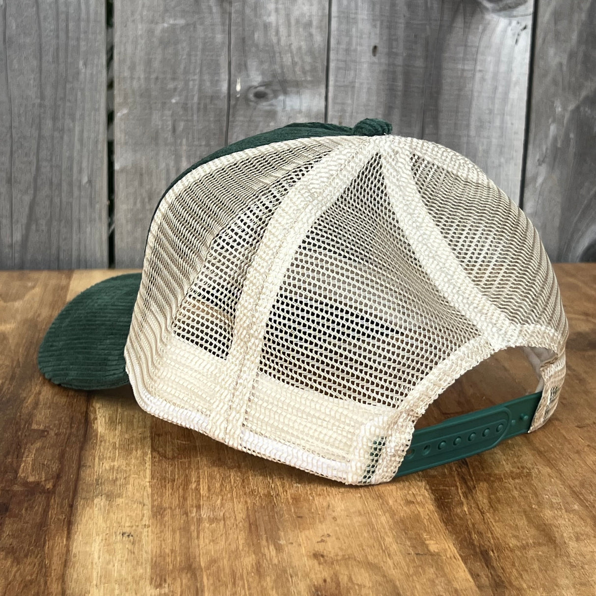 Long Beach Skate LBS Long Side Corduroy Trucker Green Beige Snapback Hat