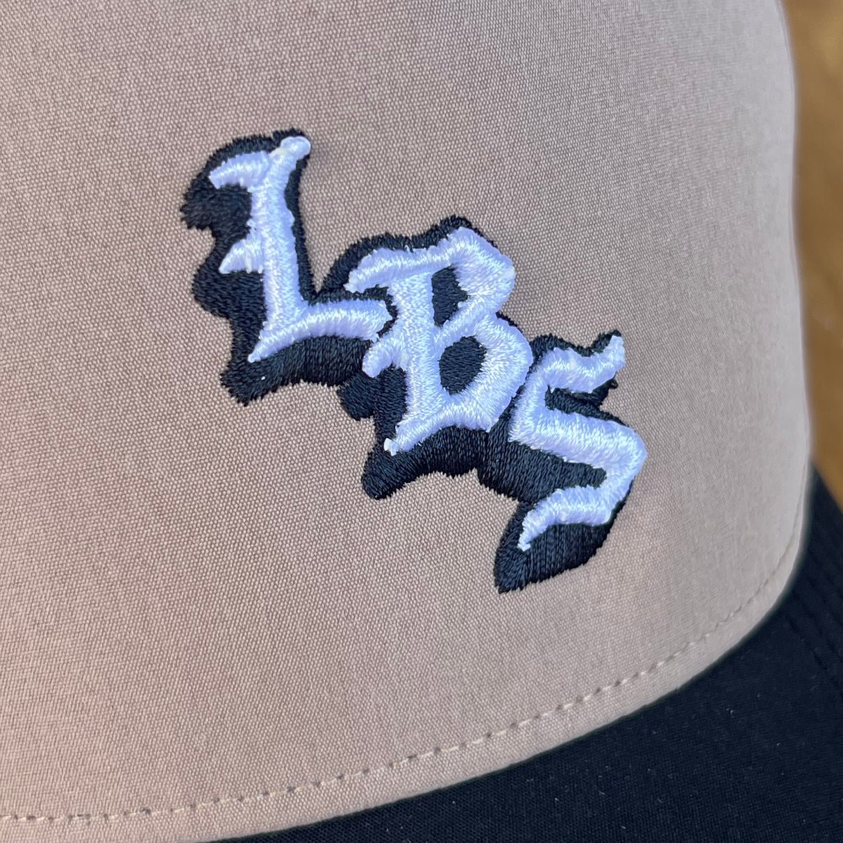 Long Beach Skate LBS Long Side Performance Water Repellent Khaki Black Snapback Hat