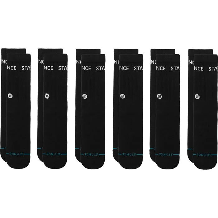 Stance Origin Black 6 Pack Crew Socks