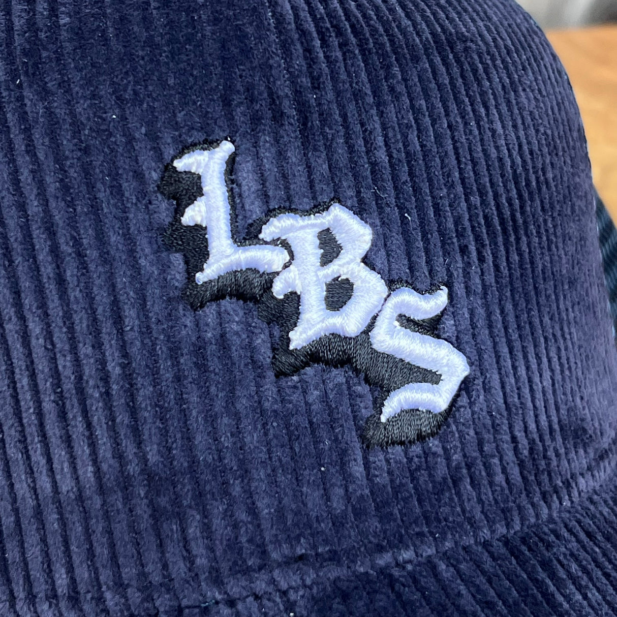 Long Beach Skate LBS Long Side Corduroy Trucker Navy Snapback Hat