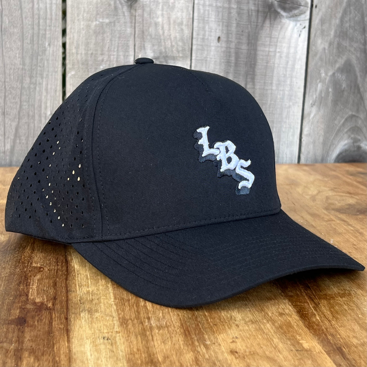 Long Beach Skate LBS Long Side Performance Water Repellent Extra Large Black Snapback Hat