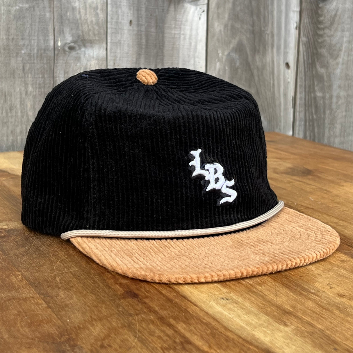 Long Beach Skate LBS Long Side Corduroy Rope Black Brown Snapback Hat