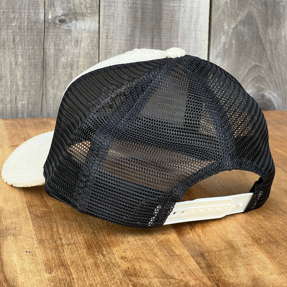 Long Beach Skate LBS Long Side Corduroy Trucker Beige Black Snapback Hat