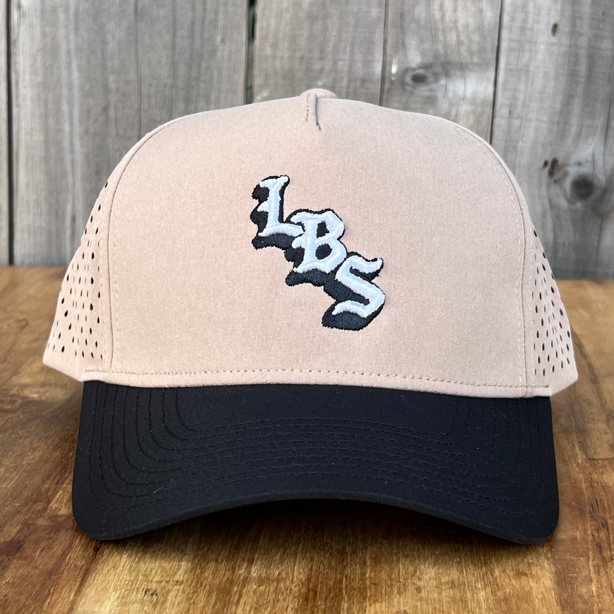 Long Beach Skate LBS Long Side Performance Water Repellent Khaki Black Snapback Hat