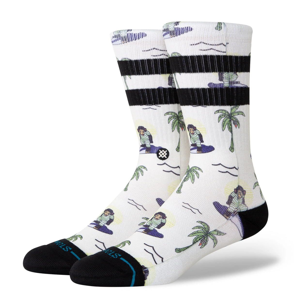 Stance Surfin Monkey White Crew Socks