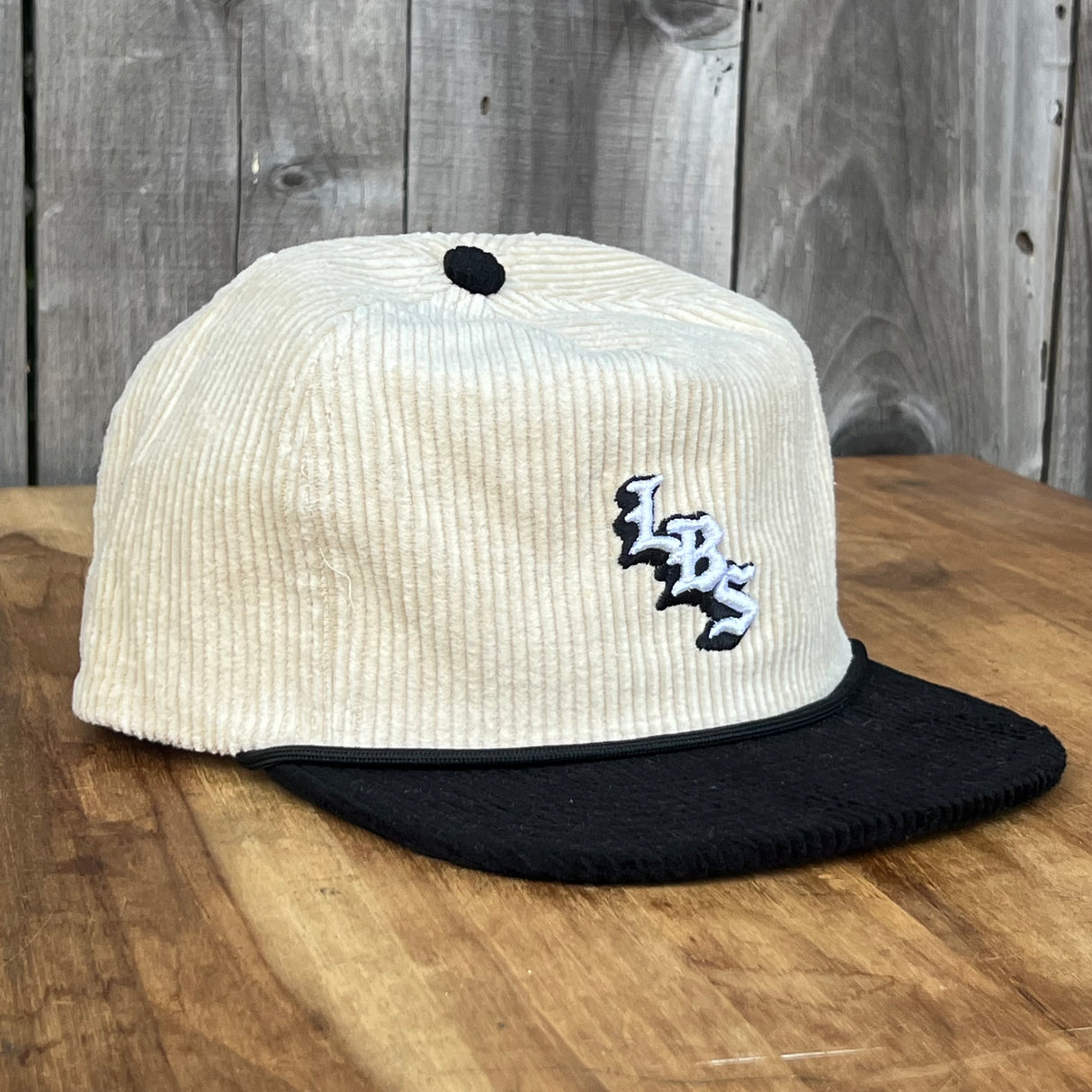 Long Beach Skate LBS Long Side Corduroy Rope Beige Black Snapback Hat