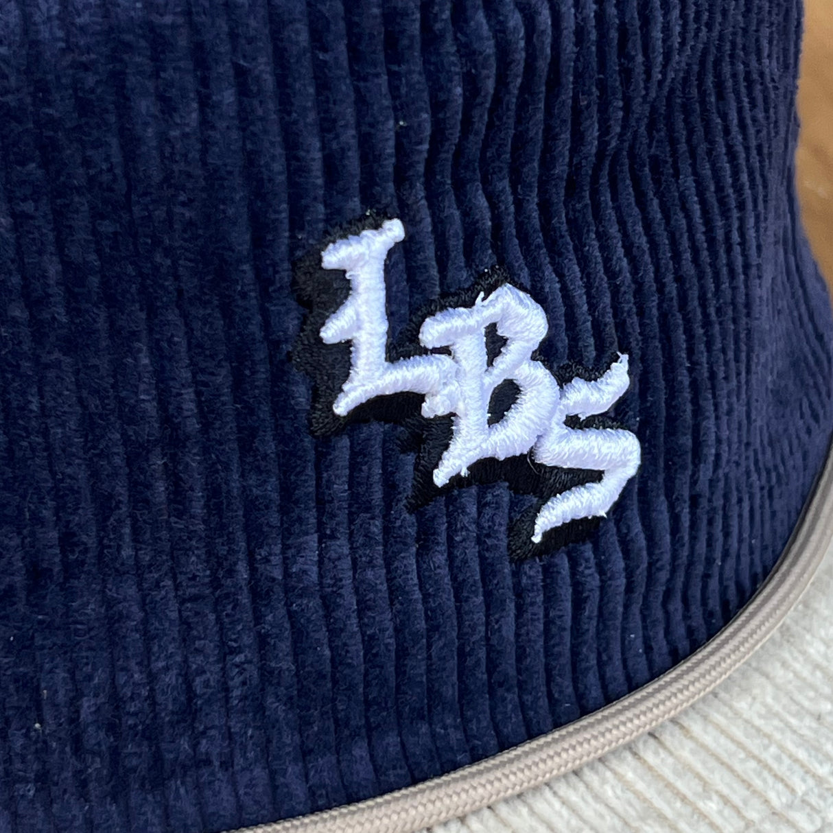 Long Beach Skate LBS Long Side Corduroy Rope Navy Beige Snapback Hat