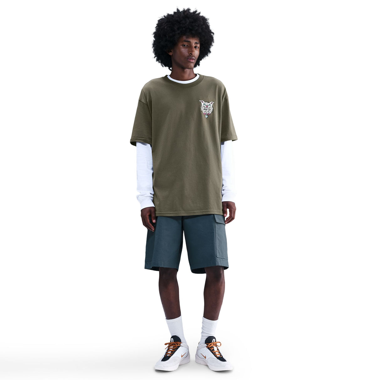 Nike SB Max90 Skate Character Medium Olive Green S/s Shirt