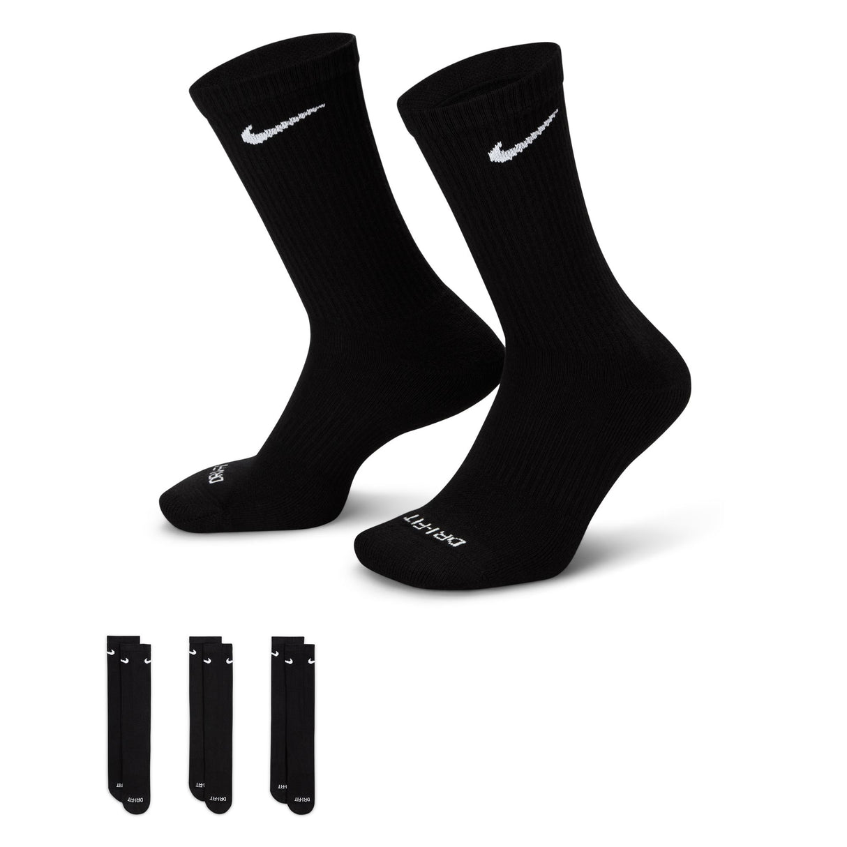 Nike Everyday Plus Cushioned Black/White 3 Pack Crew Socks
