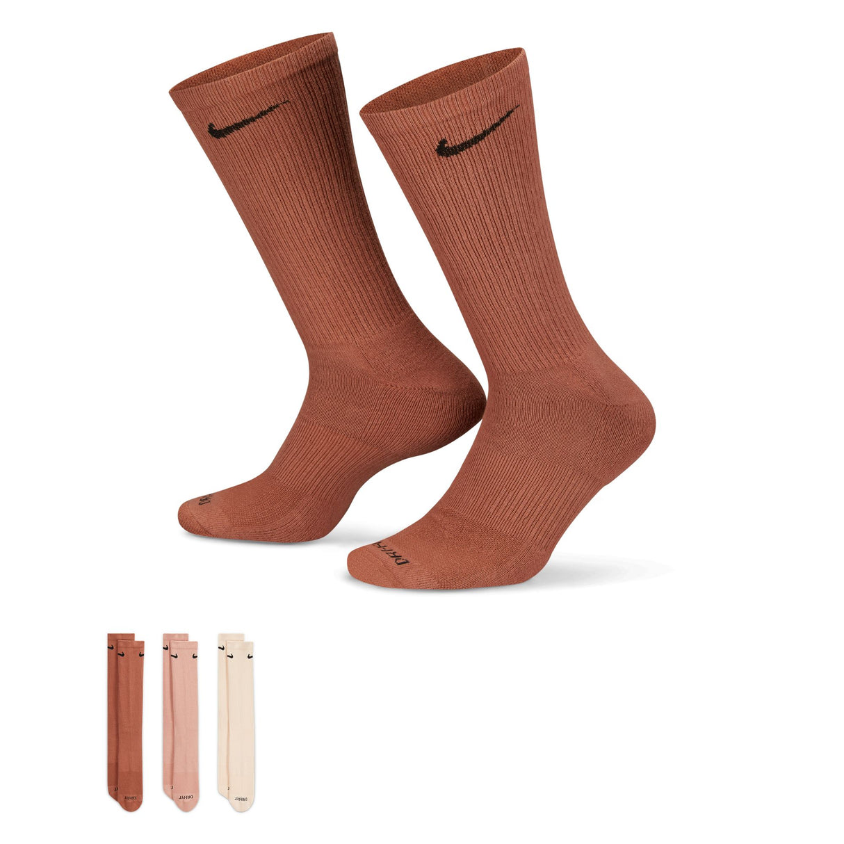 Nike Everyday Plus Cushioned Cream/Pink/Brown 3 Pack Crew Socks