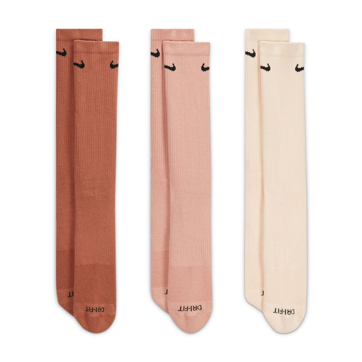 Nike Everyday Plus Cushioned Cream/Pink/Brown 3 Pack Crew Socks